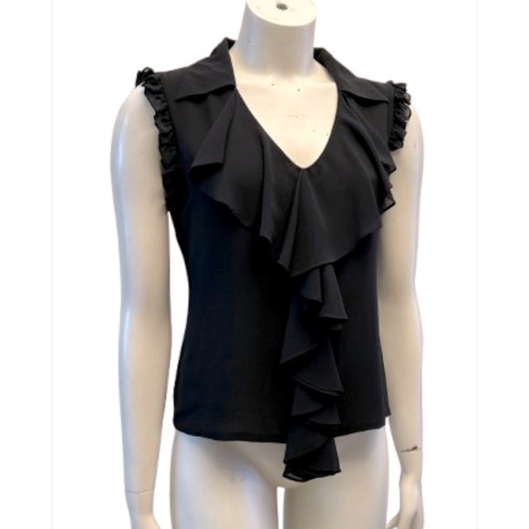 j.michaels Tops - J.MICHAELS black sleeveless ruffle top in new condition. Pit to pit-19”.